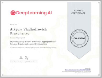 Мій сертифікат з Курсери по вдосконаленню нейромереж Мій сертифікат з Курсери по вдосконаленню нейромереж